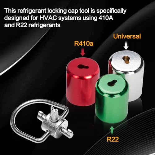 Image of HVAC Tools Key, Refrigerant Locking Cap key for 410A and R22 Refrigerants, Refrigerant Locking Cap Tool for Air Refrigeration and Equipment Repair, HVAC Multi-function Triple Key HVAC Hand Tools
