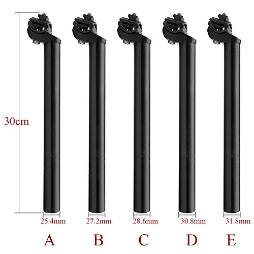Carbon Bike Seat Post, Aluminium Alloy Long Bicycle Seat Post Replacement for Road Bike Mountain Fixed Gear Black (Multiple Options 25.4, 27.2, 28.6, 30.8, 31.8)
