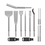 GSTK 11PCS Carbide SDS PLUS Chisel Set, SDS PLUS Drill Rotary Hammer Bits Drill Cleaning Concrete Tile Set Drill Chisel Set, Ideal for Removing Tiles, Mortar, Bricks, Stones, Concrete, Blocks