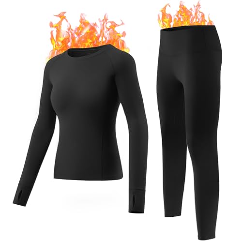 gagli Thermounterwäsche Damen, Ultraweich Thermo Unterwäsche, Basisschicht für Winter Ski Funktionsunterwäsche Set für -5℃ to 5℃, Dünn Innenfleece gagli Thermounterwäsche Damen, Ultraweich Thermo Unterwäsche, Basisschicht für Winter Ski Funktionsunterwäsche Set für -5℃ to 5℃, Dünn Innenfleece