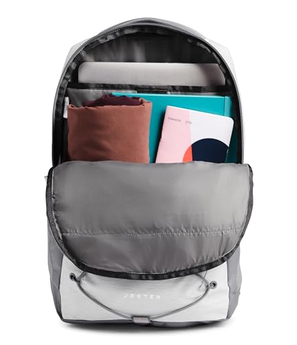 Image of The North Face Women's Jester Everyday Laptop Backpack - Commuter Travel Bag, Laptop Sleeve, Water-Repellent, TNF White Metallic Melange /Mid Grey-NPF, One Size