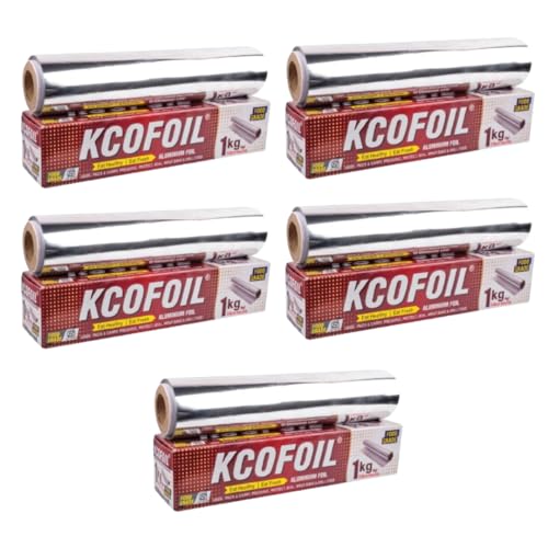 Image of Aluminium Foil Roll -1Kg | ISI Certified | 18 Micron Thickness Food-Grade Silver Foil Paper for Lunch & Tiffin | Multipurpose Kitchen Wrap for Cooking, Baking, Grilling & Food Storage | Pack of-5