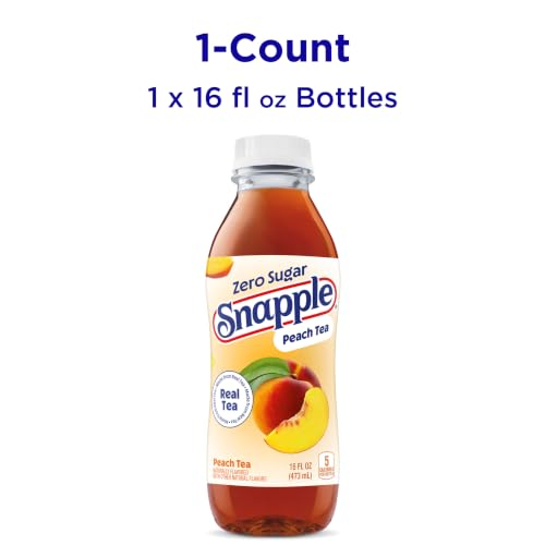 Image of Snapple Zero Sugar Peach Tea, 16 fl oz Recycled Plastic Bottle
