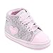BUKINIE Toddler Bébé Filles Toile Chaussures Classic Sneakers Antidérapant Semelle en Caoutchouc Infant Toddler Première Walker Tennis Crib Chaussures（Gris,6~12mois