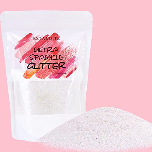 150g Extra Fine Iridescent Glitter, Craft Glitter Powder, Rainbow Polyester Glitter for Resin, Cosmetic Glitter for Body Face Eye Makeup, Nail Arts, Glitters for Tumblers Painting Arts (Snow White)