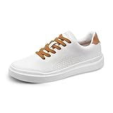  Schu\'zz - Citiz - Basket Homme - Semelle amortissante - Super Confortable, Look Casual, Déperlant - Loisirs ou Travail - Blanc et Camel, 41 EU