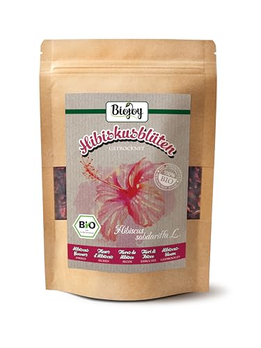 Biojoy Flores de Hibisco Orgánicas (100 g), secas y sin aditivos, ideal para Infusión (Hibiscus sabdariffa L.)