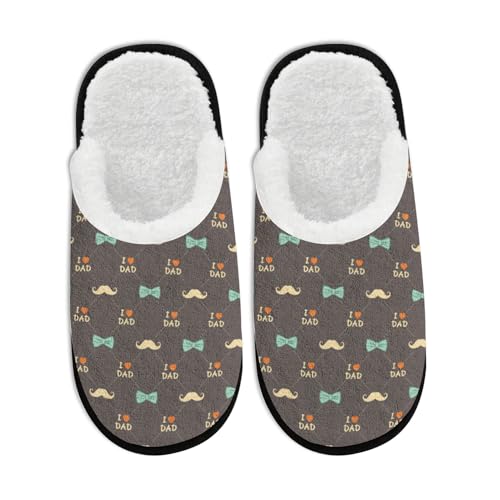 Fuzzy Slippers for Women Men Indoor and Outdoor Father's Day I Love Dad Washable Bedroom Travel Fluffy Slipper Fleece-Lined Fall Winter Warm Cozy Soft Plush Comfy House Shoes Memory Foam - Main Image