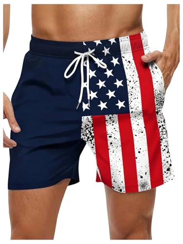 SweatyRocks Men's Color Block Striped Swim Trunks Graphic Beach Shorts with Pockets