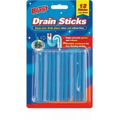 GEMS12 x Mighty Blast Drain Sticks | 12 Months Supply Pack | Sink | Bath | Tub | Showers | Kitchen | Toilet | Pipes Cleaner | Clear Flowing | DIY | Bathroom | 1 Year Stock | UK FREE P&P, CLE3097
