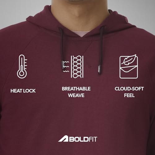 Image of Boldfit Hoodies for Man Hooded Sweatshirt for Man Solid Hoodie for Men Stylish Huddy for Men Regular Fit Sweatshirts for Boys with Hoodie Mens Hooded Sweatshirt with Pockets