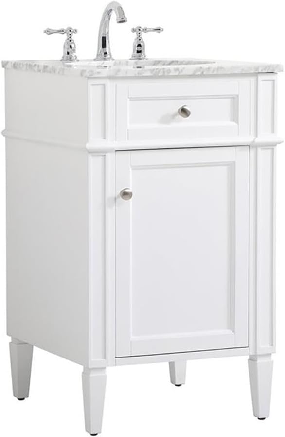 Elegant Decor Park Avenue 21" Metal MDF Marble Single Bathroom Vanity in White