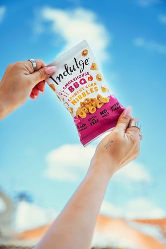 Indulge Crunchy Corn Nibbles - Smokehouse BBQ Flavour - Gluten Free, Low Salt, Low Fat, Nut Free, Vegan - 20g x 8 bags (20g (Pack of 8), Smokehouse BBQ)