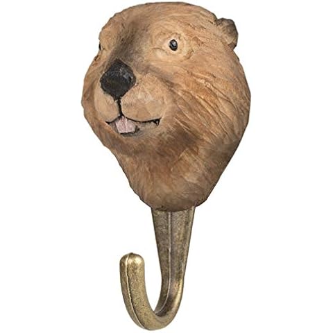 Wildlife Garden Hand-Carved Beaver Hook, Sturdy Indoor/Outdoor Wood Wall Hook with Artisanal Life-Like Figurine, Easy-to-Install, Designed in Sweden Cover