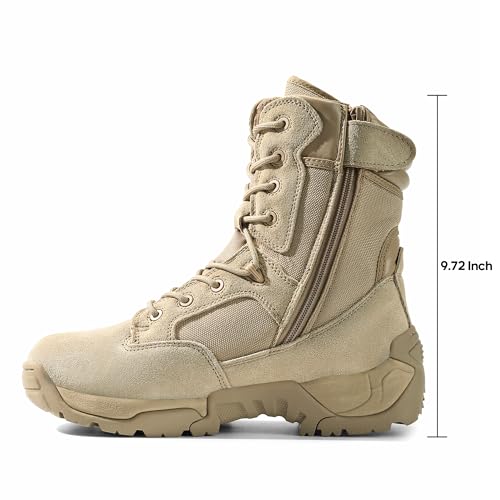 NORTIV 8 Mens Military Tactical Work Boots Hiking Side Zip Leather Outdoor Motorcycle Combat Boots Response2