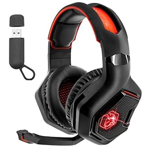 EMPIRE GAMING – WarCry P-W1 Gaming Headset mit Mikro - PC/PS4/PS5/Xbox/Switch/Mac-2.4 GHz Wireless – Surround Sound Stereo - LED Rot