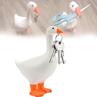 xinrongda Magnetic Goose Duck Key Holder, Magnetic Resin Goose Duck Shape Key Storage Rack, 3D Printed Animal Figurines Mini Tool Holder for Kitchen Office Bathroom Living Room Decor (Yellow)