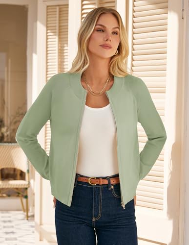 Image of GRACE KARIN Womens Long Sleeve Zip Up Cardigan Sweaters Lightweight Sweater Jacket Knitted Fashion Clothes