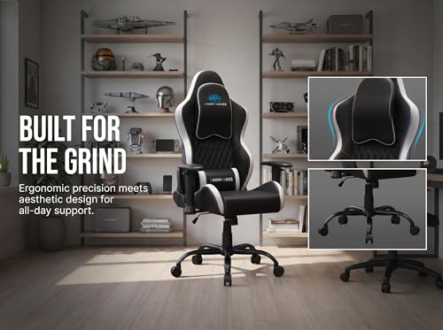 Image of Big & Tall Gaming Chair - Ergonomic High Back Gamer Chair with Adjustable Arms, Reclining Backrest & Lumbar Support - Comfortable PU Leather Chair for Adults, Office, PC Gaming