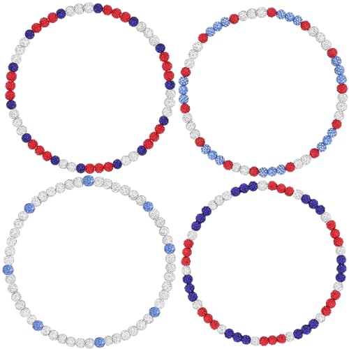 Jewdreamer 4 PCS Baseball Beaded Chain Necklace for Men,Bling Ice Collection Baseball Necklace Gifts, Diamond Rhinestone Discoball Necklace Dirp Accessories Necklace Gifts for Baseball Team Lovers