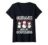 Photo Gallery donna winter chillin with my snowmies snowman christmas holiday maglietta con collo a v Photo Gallery donna winter chillin with my snowmies snowman christmas holiday maglietta con collo a v