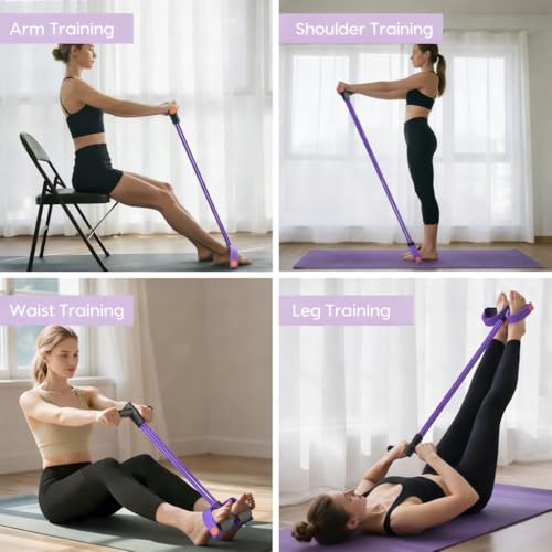 Image of 4 Tube Tummy Trimmer Resistance Band Pedal Exerciser for Men & Women | Heavy Duty Pull Rope Home Gym Equipment for Abs, Waist, Arms, Legs, Yoga, Fitness Workout (Multicolor)