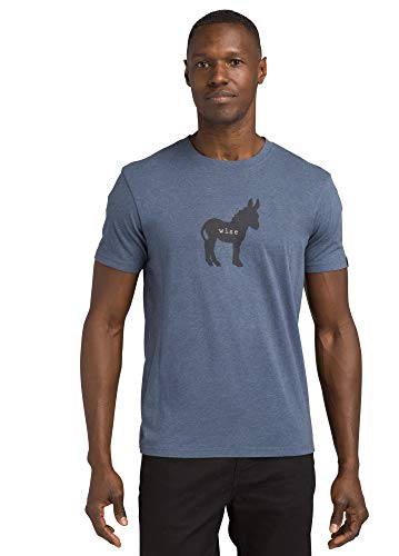 prAna - Men's Journeyman T-Shirt, Wise Ass, Denim Heather, Large