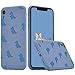Idocolors Do iPhone XR etui uroczy wzór dinozaura, płynny silikon z miękką wyściółką z mikrofibry poduszka na telefon komórkowy, smukła osłona miękka żelowa gumowa osłona - niebieska