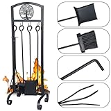 Photo Gallery willbond set di 5 attrezzi per caminetto in ferro con manico, include spazzola da attizzatoio placcata in rack, pinze per camino, per interni ed esterni Photo Gallery willbond set di 5 attrezzi per caminetto in ferro con manico, include spazzola da attizzatoio placcata in rack, pinze per camino, per interni ed esterni