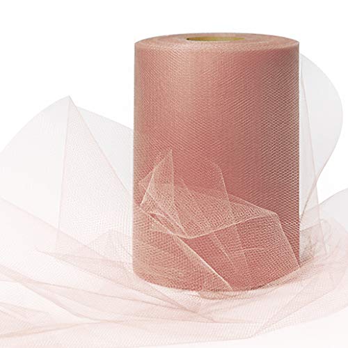 Image of Expo International Decorative Matte Tulle, Roll /Spool of 6 inch X 100 Yards, Lightweight Polyester Tulle Fabric for Tutus, Costumes, and Party Decorations, Washable, Easy-to-Use, Rose Gold