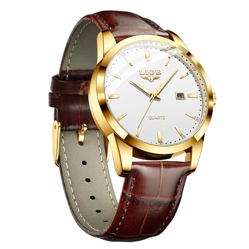 Image of LIGE Fashion Mans Wristwatch Date Luminous Dress Watch for Man Stylish Waterproof Quartz Wrist Watch Stylish Leather Watches for Men