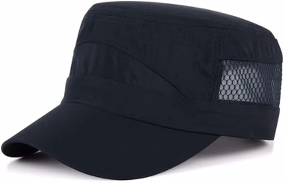 HBJWOV Middle-Aged and Old Men's Hats Spring and Outdoor Sunshade Sunscreen Hats Breathable Flat top(E)