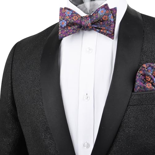 Image of Alizeal Mens 2pcs Floral Self-tied Bow Tie Pocket Square Set