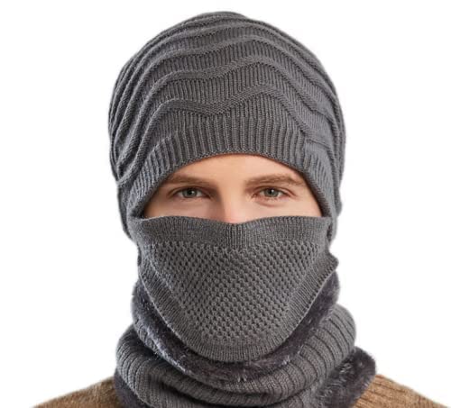 Sponsored Ad – TERRIFI Winter Knitted Beanie Hats Scarf Set, Outdoor Hat Scarf Set for Men Neck Warmer Ski Hat Winter Gear(Grey)
