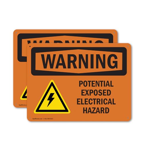 (2 Pack) Potential Exposed Electrical Hazard With Symbol OSHA Warning