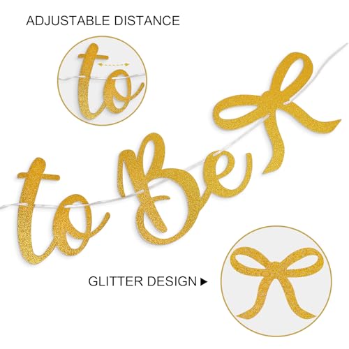 Image of Bride to Be Banner, Gold Bride to Be with Bow Glitter Bachelorette Banner