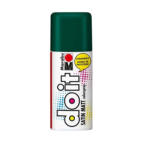 Marabu 21070006068 - Do it Satin Matt dunkelgrün, Colorspray auf Acrylbasis, styroporfest, schnell trocknend, sehr gute Deckkraft, wetterfest, für große und kleine Bastelarbeiten, 150 ml Sprühdose