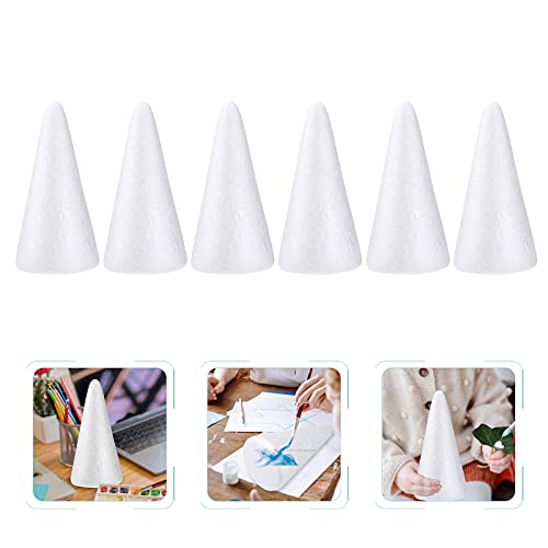 12pcs Craft Foam Cone Cone Christmas Tree Shapes DIY Craft Art Accessories 15cm, White - Image 3