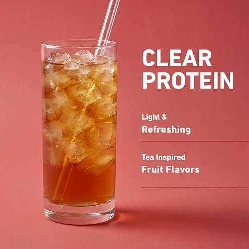 Image of Isopure Clear Whey Isolate Protein Powder, Lactose Free, Gluten Free, Naturally Flavored, Raspberry Island Tea, 20g Protein Per Serving, 14.1 Oz, 16 Servings