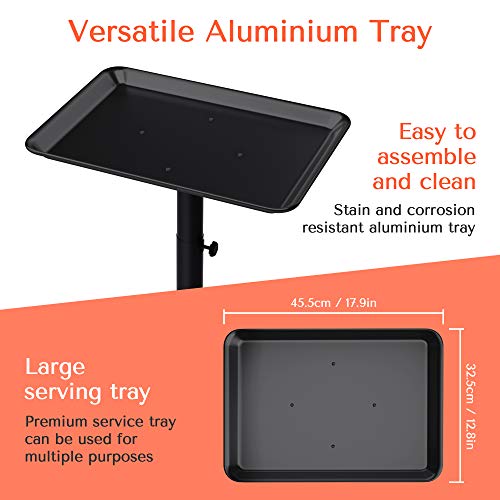 Tasalon Salon Tray On Wheels - Aluminum Instrument Tattoo Tray With Wheels - Adjustable Salon Service Rolling Tray Hairstylist For Dental Carts Hairdresser Cart With Wheels - Hairstylist Cart - Black #TOP3