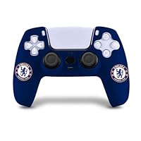 Head Case Designs Officially Licensed Chelsea Football Club White Lions Logo Blue Silicone Game Controller Skin Case Compatible With PS5 Sony DualSense Controller