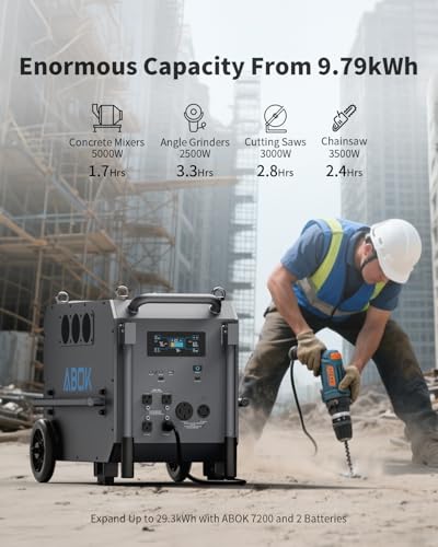 Ark7200 Portable Power Station, 120/240V 7200W AC Output, 9792Wh LiFePO4 Home Battery, Solar Generator for Forestry Operation, Construction Site, Emergency, Power Outages (Ark7200)