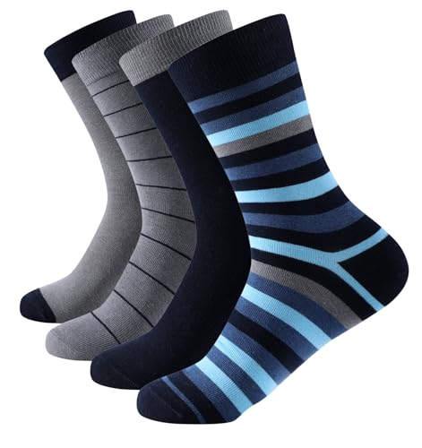 Balseti Calcetines Hombre, 6 Pares, Estampados, Rayas, Azul, Negro, Gris, Algodón, Talla Única (40-45)