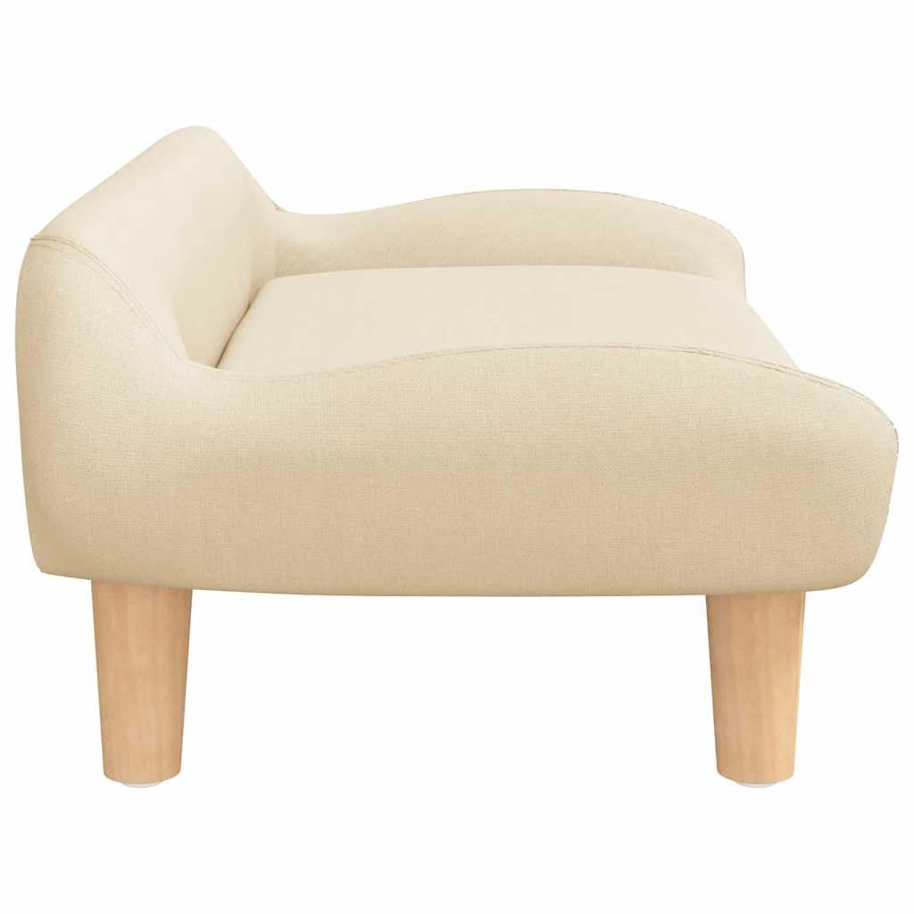 Sofá infantil de tela crema con marco de madera de pino estable, 70 x 40 x 24 cm, acolchado con espuma, grupo de asientos para habitación infantil, adecuado para habitaciones de bebés y zonas