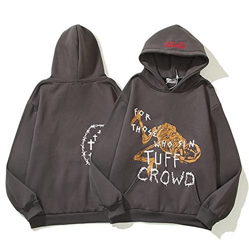 QWEEI Travis Scott Astroworld Hoodies, Kapuzenpullover Streetwear Pullover Sweatshirt, Astronaut Langärmliges Tie-Farbstoff Hoodie für Männer Und Frauen,Grau,XL Cover