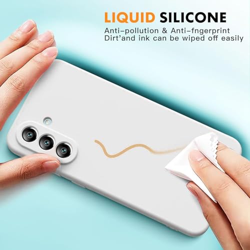Image of DIZORO Microfiber Candy Case for Samsung A36 5G Smooth Touch Cushion Liquid Soft Silicone Gel Rubber Phone Cases Non-Slip Full Body Protective Shockproof Back Cover (White)