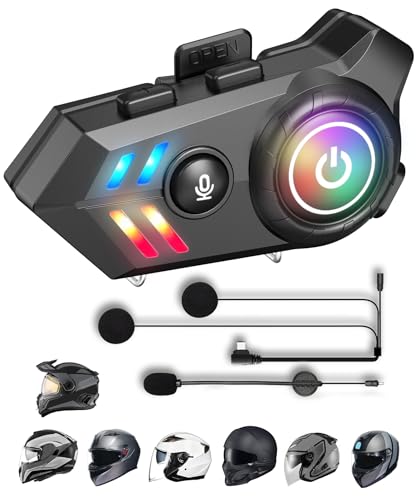 Pinesea Motorcycle Helmet Bluetooth Headset,Bluetooth Helmet Speakers with Mic,1000mAh Large Battery Motorcycle Headset IPX68/ Automatic Answer/Music Control/Noise Cancellation/Wake up Siri