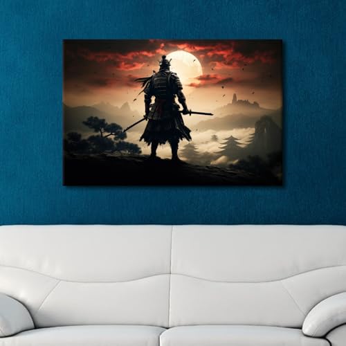 Toile murale samouraï avec cadre 60x90 cm decoration salon