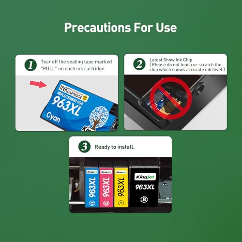 KINGJET 963XL Ink Cartridges Multipack Remanufactured for HP 963 963XL Ink Cartridges for HP Officejet Pro 9010 9012 9013 9014 9015 9016 9018 9019 9020 9022 9025 (Black Cyan Magenta Yellow) - Image 6