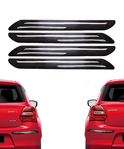 Fabtec Universal Car Bumper Protector Guard (Set of 4)… (Double Chrome Bumper Protector)